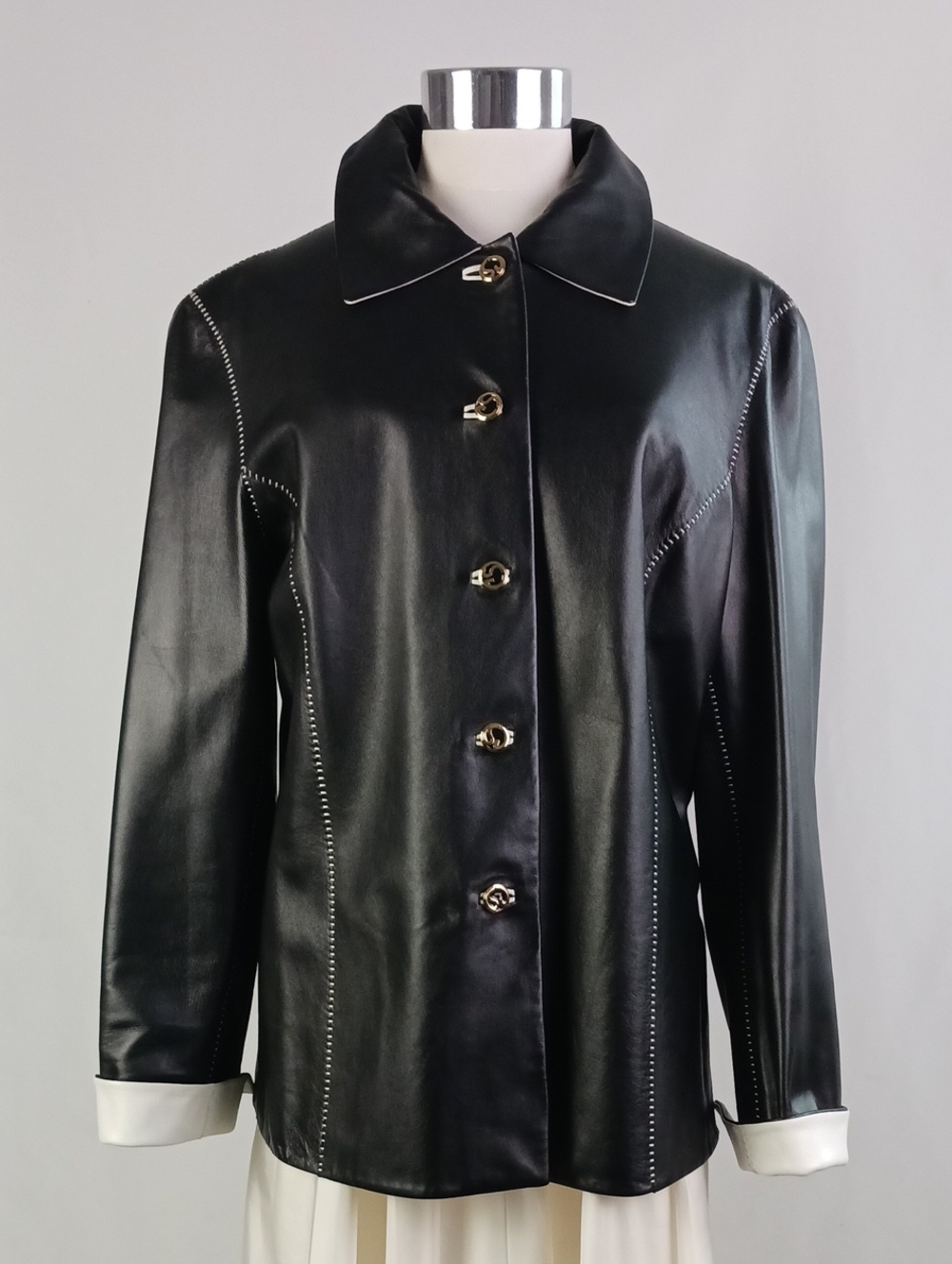 ST. JOHN BLK W LAMB LEATHER REVERSABLE JACKET